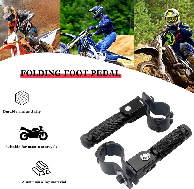 JXPANG M8 Motorcycle CNC Aluminum 90 Degree Folding Rearsets Folded Motorbike Footrest Bicycle Footpegs Foot Pegs Pedal Universal (Black) - Image 3